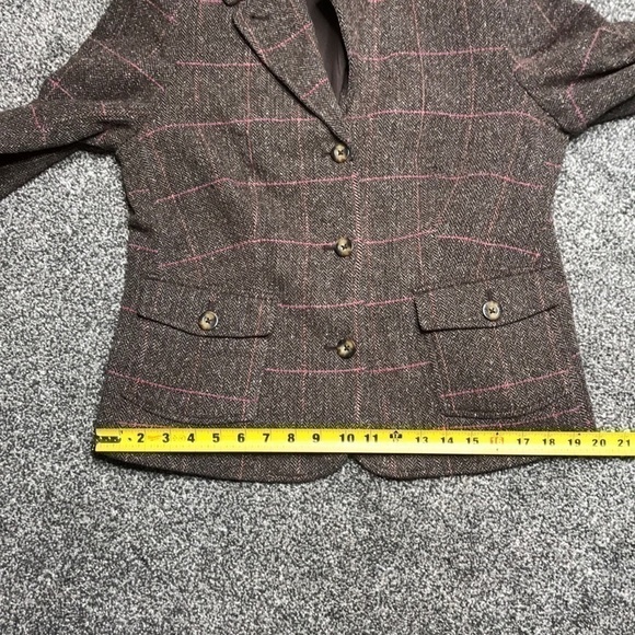 Vintage L.L Bean Brown/Pink Wool Blend Plaid Blazer Jacket - Picture 7 of 14
